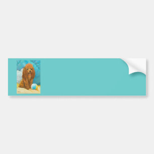 Adesivo Para Carro Apricot Red Poodle com Ball