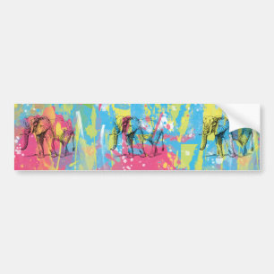 Adesivo Para Carro aquarelas vibrantes splatters esboço elefante