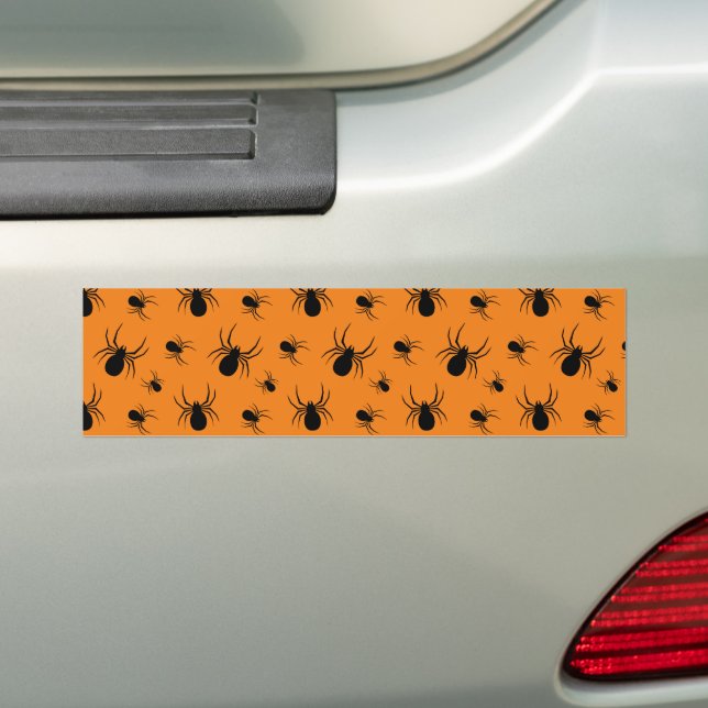 Adesivo Para Carro Aranhas Padrão de Halloween Preto e Laranja (No carro)