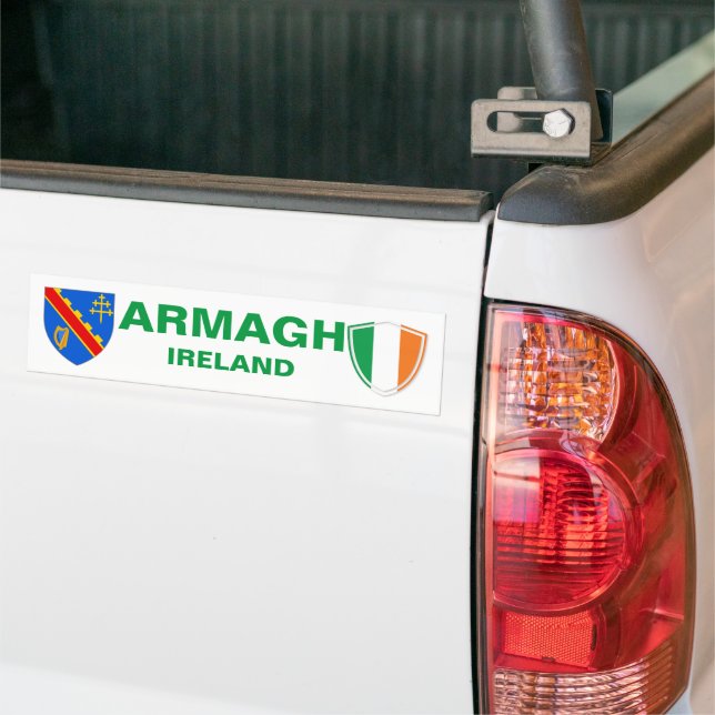 Adesivo Para Carro Armagh Ireland Crest e Irish Flag Bumper Sticker (No caminhão)