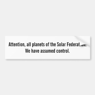 Adesivo Para Carro Atenção, todos os planetas da federação solar