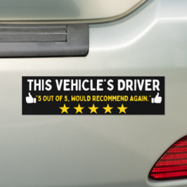 Adesivo Para Carro Avaliação de Recomendação de Motorista Engraçada