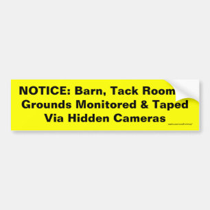 Adesivo Para Carro AVISO: Barn, Sala de Tachos, & Motivos Monitorizad