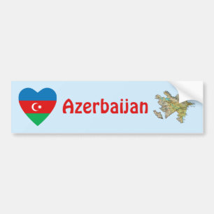 Adesivo Para Carro Azerbaijão Flag Heart + Bumper Sticker