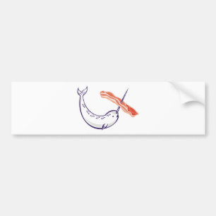 Adesivo Para Carro baleia e bacon narwhal