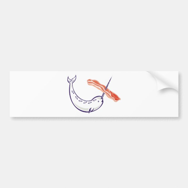 Adesivo Para Carro baleia e bacon narwhal (Frente)