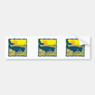 Adesivo Para Carro baleia na design do pôr do sol