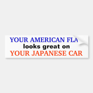 Adesivo Para Carro "BANDEIRA AMERICANA/CARRO JAPONÊS" Bumpersticker