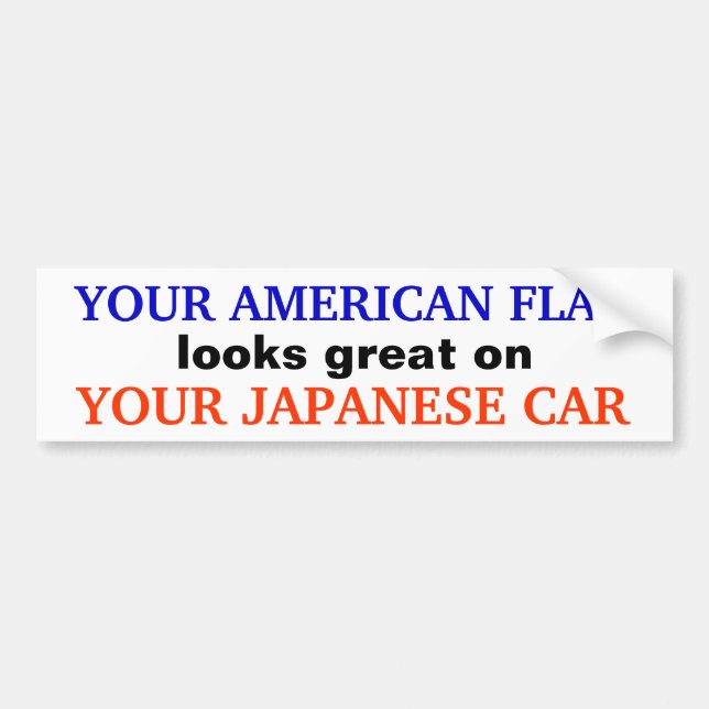 Adesivo Para Carro "BANDEIRA AMERICANA/CARRO JAPONÊS" Bumpersticker (Frente)