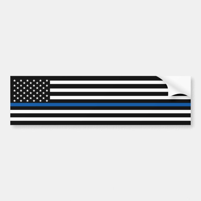 Adesivo Para Carro Bandeira Americana da Linha Azul da Polícia (Frente)