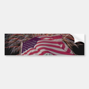 Adesivo Para Carro Bandeira Americana e Fireworks