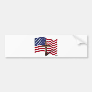 Adesivo Para Carro Bandeira Americana Onda e Cruzada Inviolada