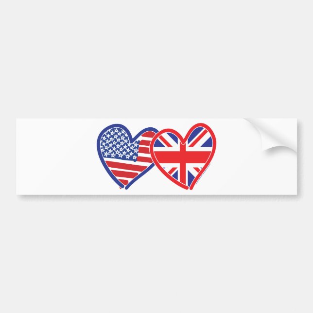 Adesivo Para Carro Bandeira Americana/União Jack Flag Hearts (Frente)