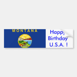 Adesivo Para Carro Bandeira da etiqueta de Montana, feliz aniversario