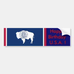 Adesivo Para Carro Bandeira da etiqueta de Wyoming, feliz aniversario