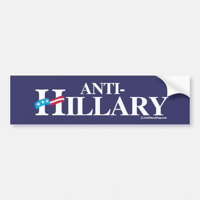 Adesivo Para Carro Bandeira de ANTI-HILLARY - Anti-Hillary - branco - (Frente)