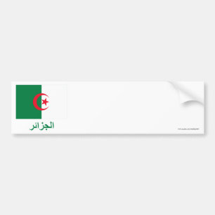 Adesivo Para Carro Bandeira de Argélia com nome no árabe