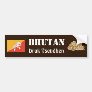 Adesivo Para Carro Bandeira de Bhutan + Autocolante no vidro traseiro