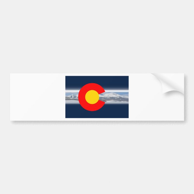 Adesivo Para Carro Bandeira de Colorado com montanhas (Frente)