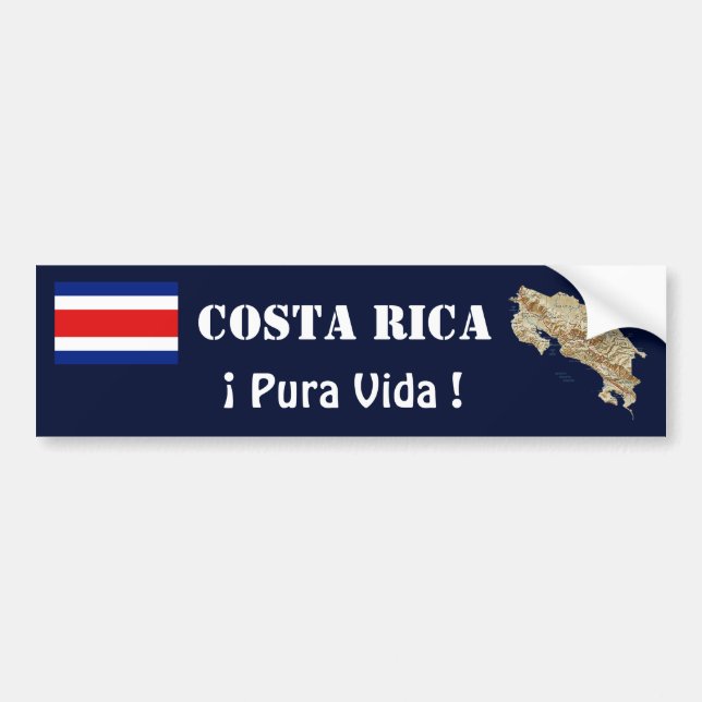 Adesivo Para Carro Bandeira de Costa Rica e autocolante no vidro (Frente)