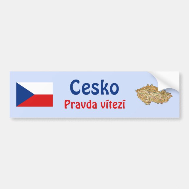 Adesivo Para Carro Bandeira de Czechia + Autocolante no vidro (Frente)