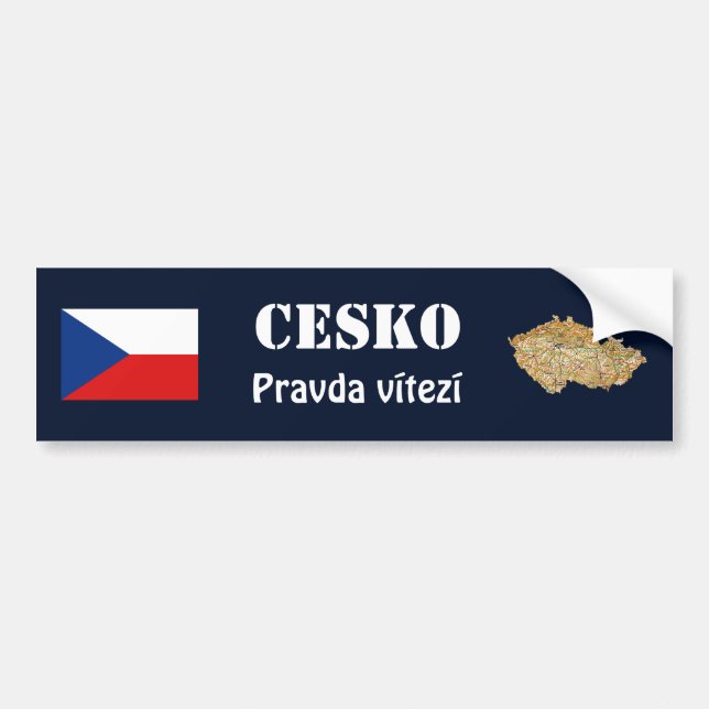 Adesivo Para Carro Bandeira de Czechia + Autocolante no vidro (Frente)