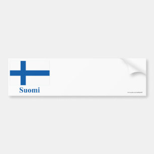 Adesivo Para Carro Bandeira de Finlandia com nome em finlandês