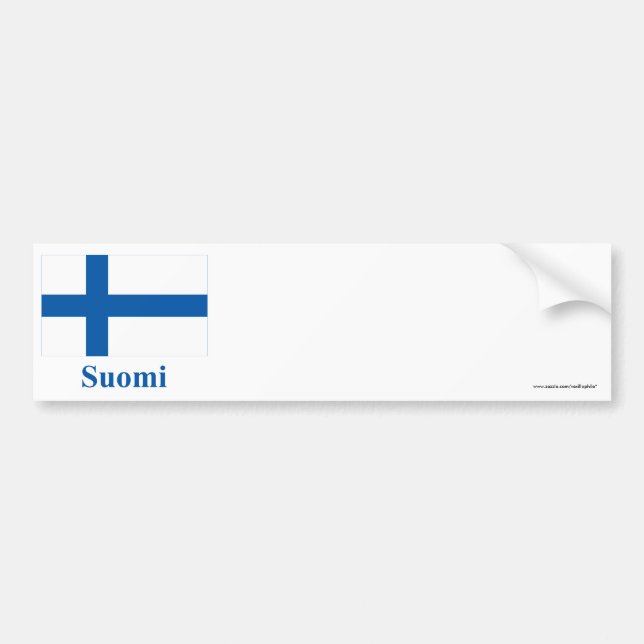 Adesivo Para Carro Bandeira de Finlandia com nome em finlandês (Frente)