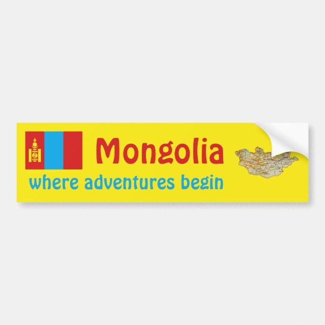 Adesivo Para Carro Bandeira de Mongolia + Autocolante no vidro (Frente)