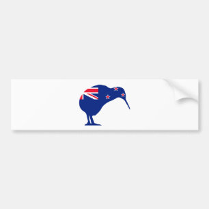 Adesivo Para Carro Bandeira de Nova Zelândia com silhueta do quivi