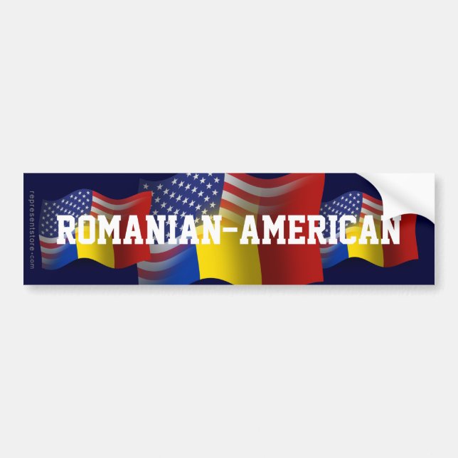 Adesivo Para Carro Bandeira de ondulação Romeno-Americana (Frente)