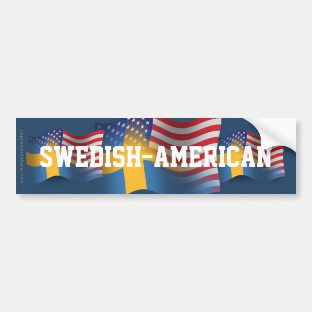 Adesivo Para Carro Bandeira de ondulação Sueco-Americana (Frente)