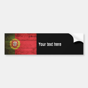 Adesivo Para Carro Bandeira de Portugal na grão de madeira velha