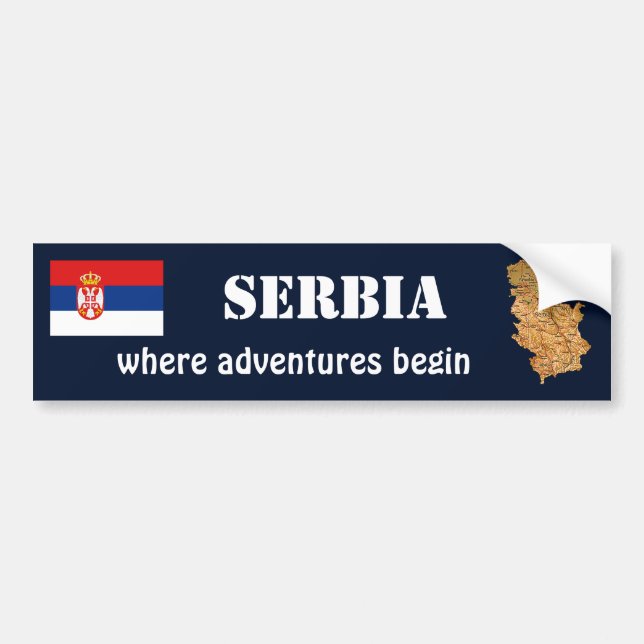 Adesivo Para Carro Bandeira de Serbia + Autocolante no vidro traseiro (Frente)