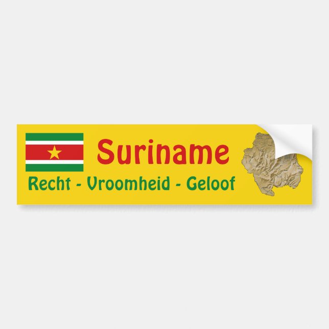 Adesivo Para Carro Bandeira de Suriname e autocolante no vidro (Frente)