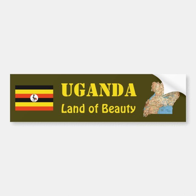 Adesivo Para Carro Bandeira de Uganda + Autocolante no vidro traseiro (Frente)