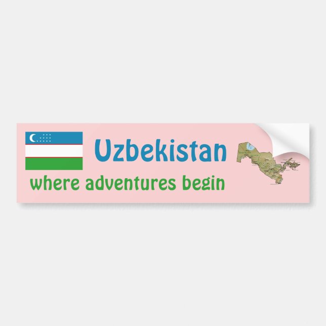 Adesivo Para Carro Bandeira de Uzbekistan + Autocolante no vidro (Frente)