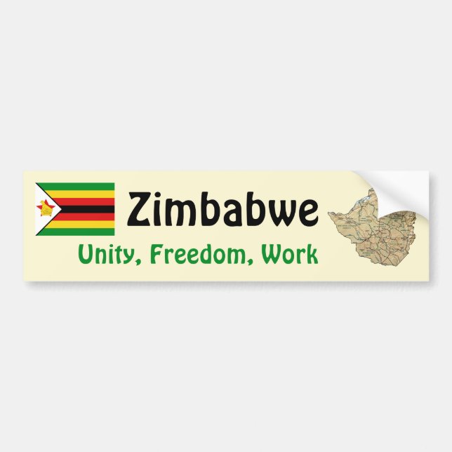 Adesivo Para Carro Bandeira de Zimbabwe + Autocolante no vidro (Frente)