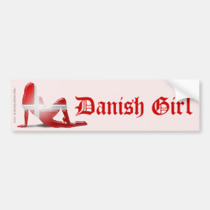 Adesivo Para Carro Bandeira dinamarquesa da silhueta da menina