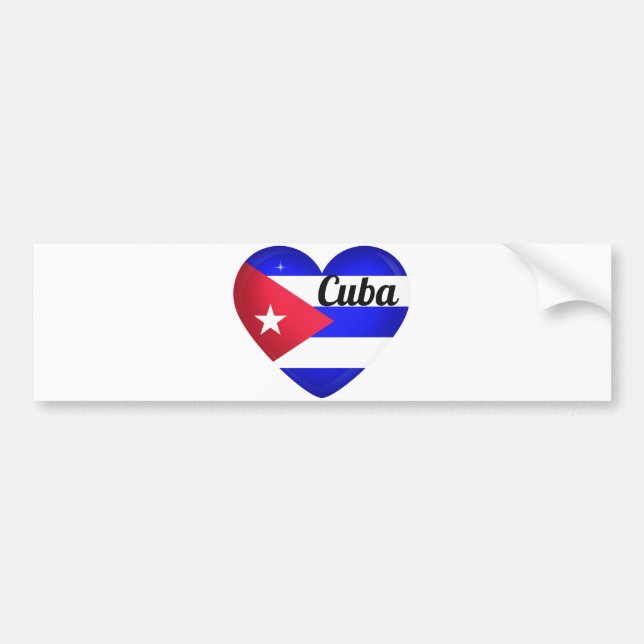 Adesivo Para Carro Bandeira do Coração de Cuba (Frente)