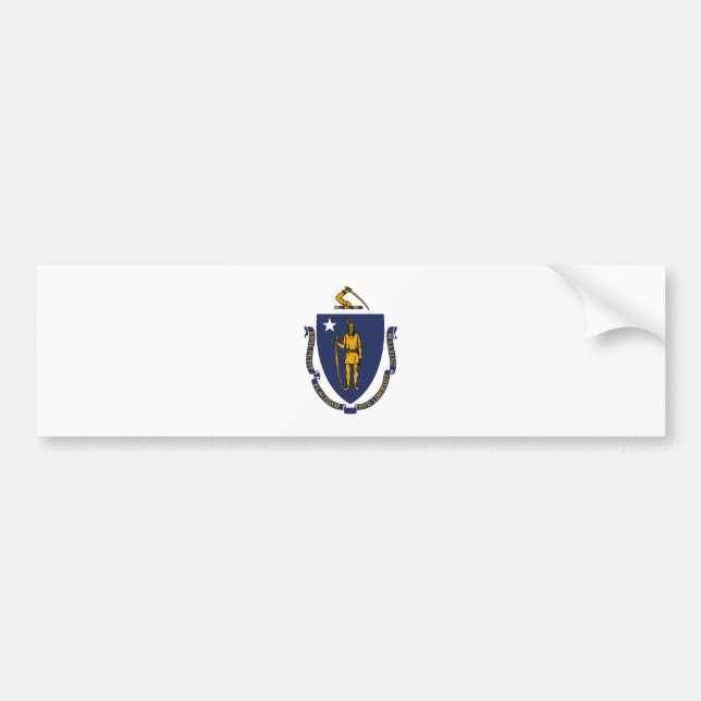 Adesivo Para Carro Bandeira do Estado de Massachusetts (Frente)