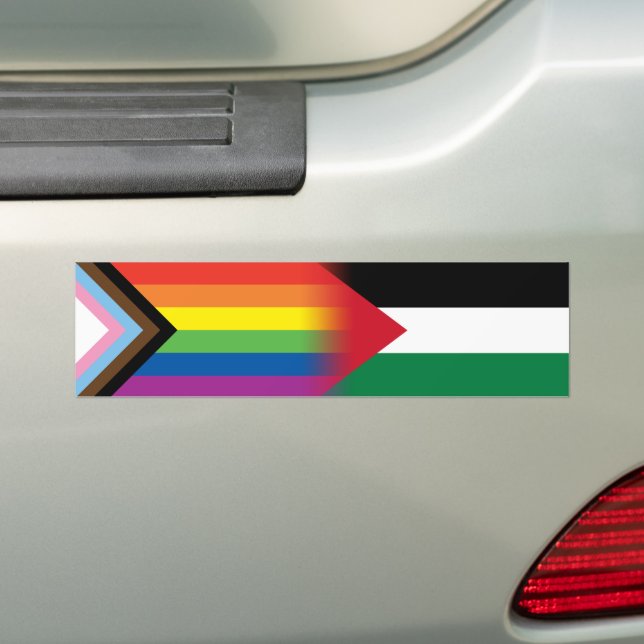 Adesivo Para Carro Bandeira do Orgulho de Progresso da Palestina LGBT (No carro)