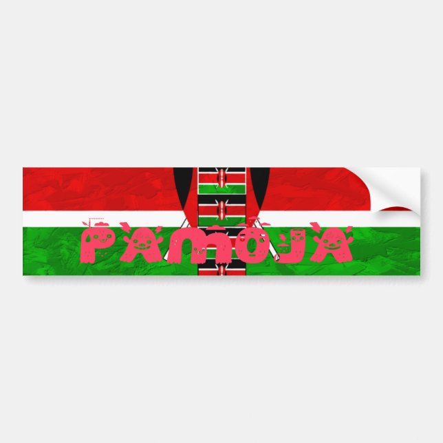 Adesivo Para Carro Bandeira do Quênia: Tuko Pamoja - Design de Arte U (Frente)