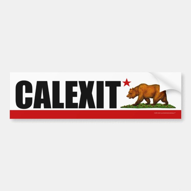 Adesivo Para Carro Bandeira do urso de CALEXIT Califórnia (Frente)