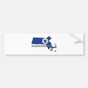 Adesivo Para Carro Bandeira e mapa do estado de Massachusetts