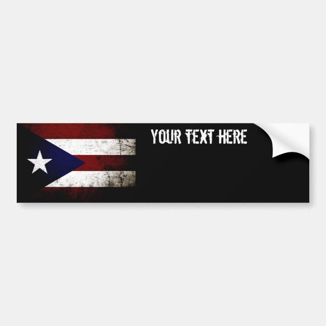 Adesivo Para Carro Bandeira preta de Puerto Rico do Grunge (Frente)