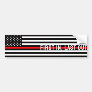 Adesivo Para Carro Bandeira Thin Red Line - Primeiro a Entrar, Último
