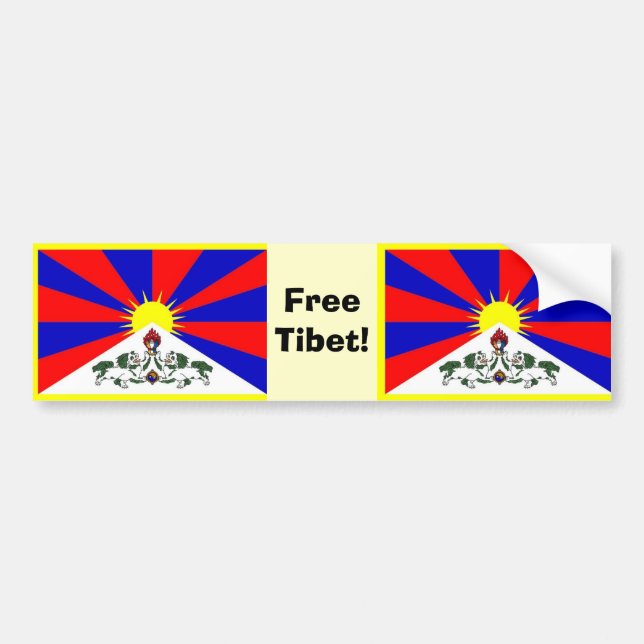 Adesivo Para Carro Bandeira tibetana - Tibet livre! (Frente)