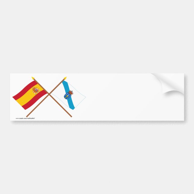 Adesivo Para Carro Bandeiras cruzadas da espanha e do Galiza (Frente)