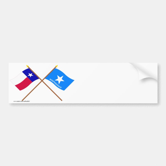 Adesivo Para Carro Bandeiras cruzadas da independência de Texas e de (Frente)